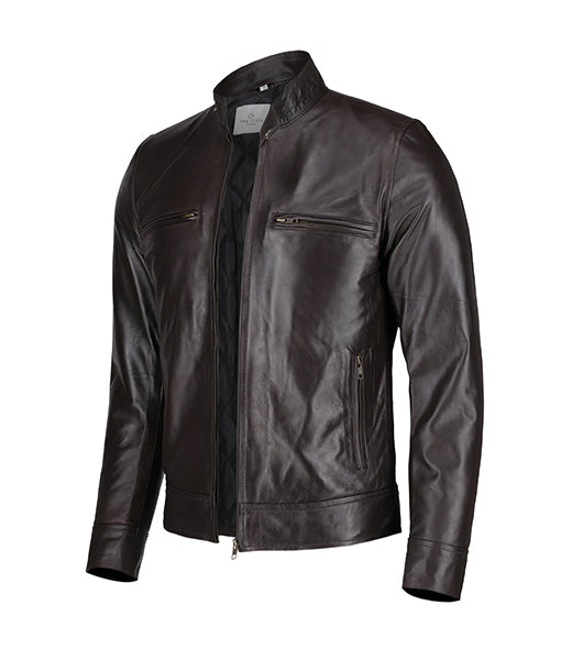 Men’s Stylish Coffee Brown Leather Jacket