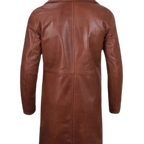 Mens Brown Real Leather Cognac Car Coat