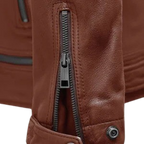Tan leather motorcycle jacket for men