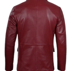 Men's Notch Lapel Maroon Leather Blazer – Two Button
