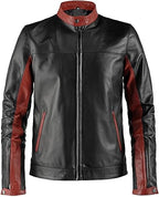 Men’s Retro Maroon And Black Leather Jacket