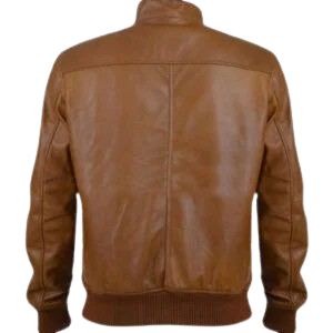 Tan Leather Bomber Jacket Men