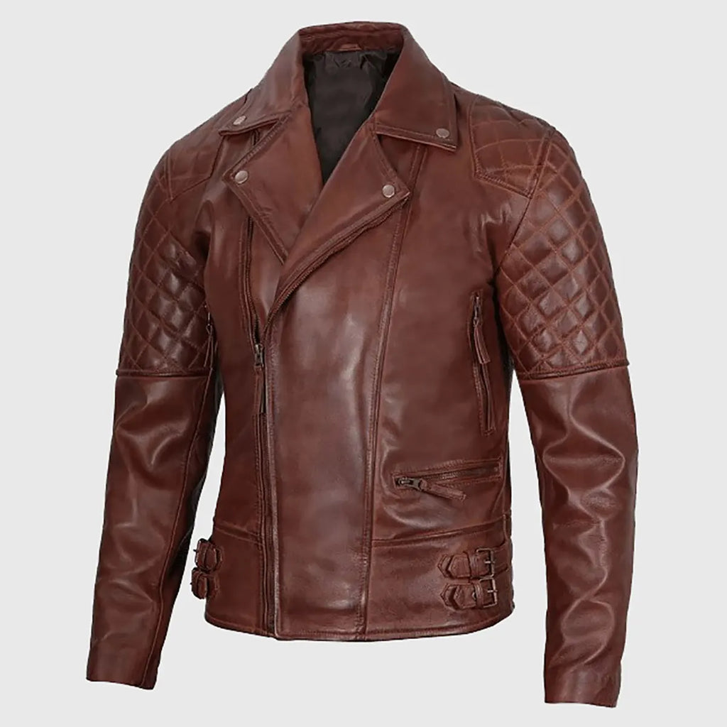 Double Rider Vintage Brown Biker Leather Jacket