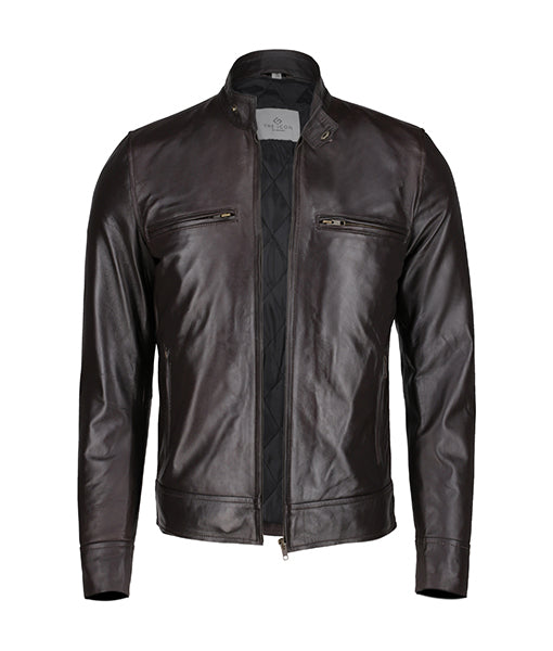 Men’s Stylish Coffee Brown Leather Jacket