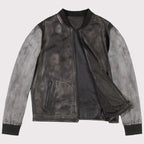 Distressed Varsity Leather Baseball Jacket – Vintage Athletic Edge