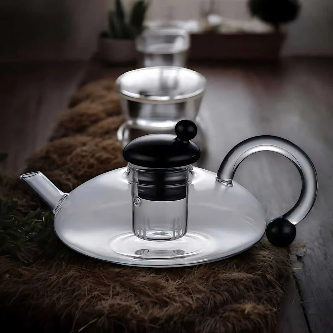 Complete glass teapot and cups tea set