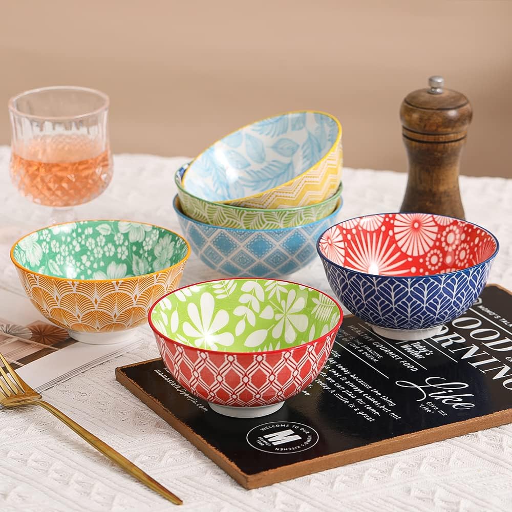 Crestiva Cereal and Soup Bowls – Colorful Designs