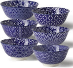 Crestiva Colorful Ceramic Cereal Bowls Set of 6 – 23oz Blue