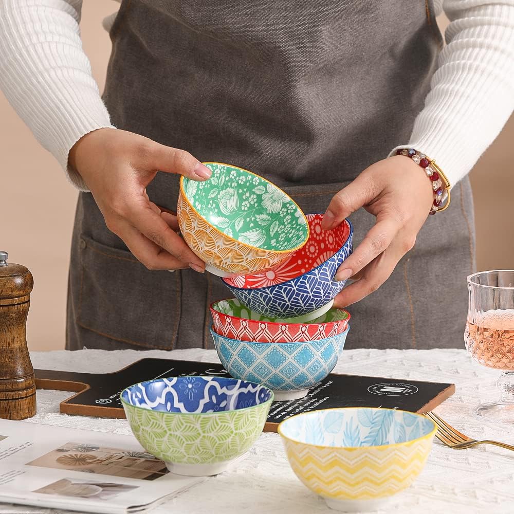 Crestiva Colorful Porcelain Dessert Bowls Set of 6