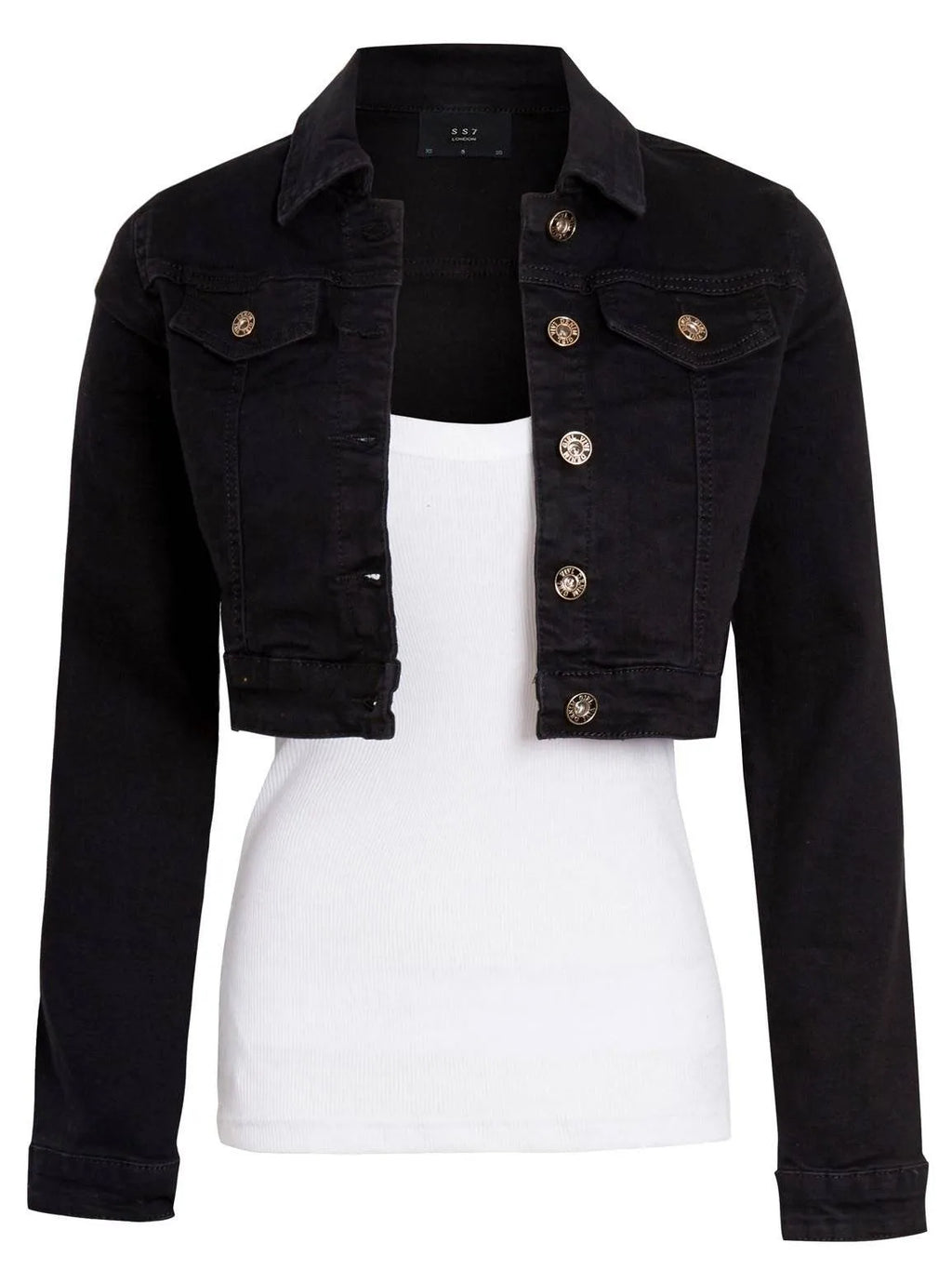 Womens Black Denim Jacket Cropped