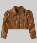 Stacy Womens Brown Cropped Leather Jacket