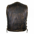Vintage Mens Leather Vest Double Braided