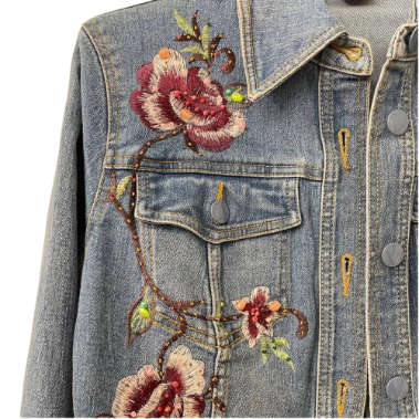 Embroidered Denim Jacket Womens