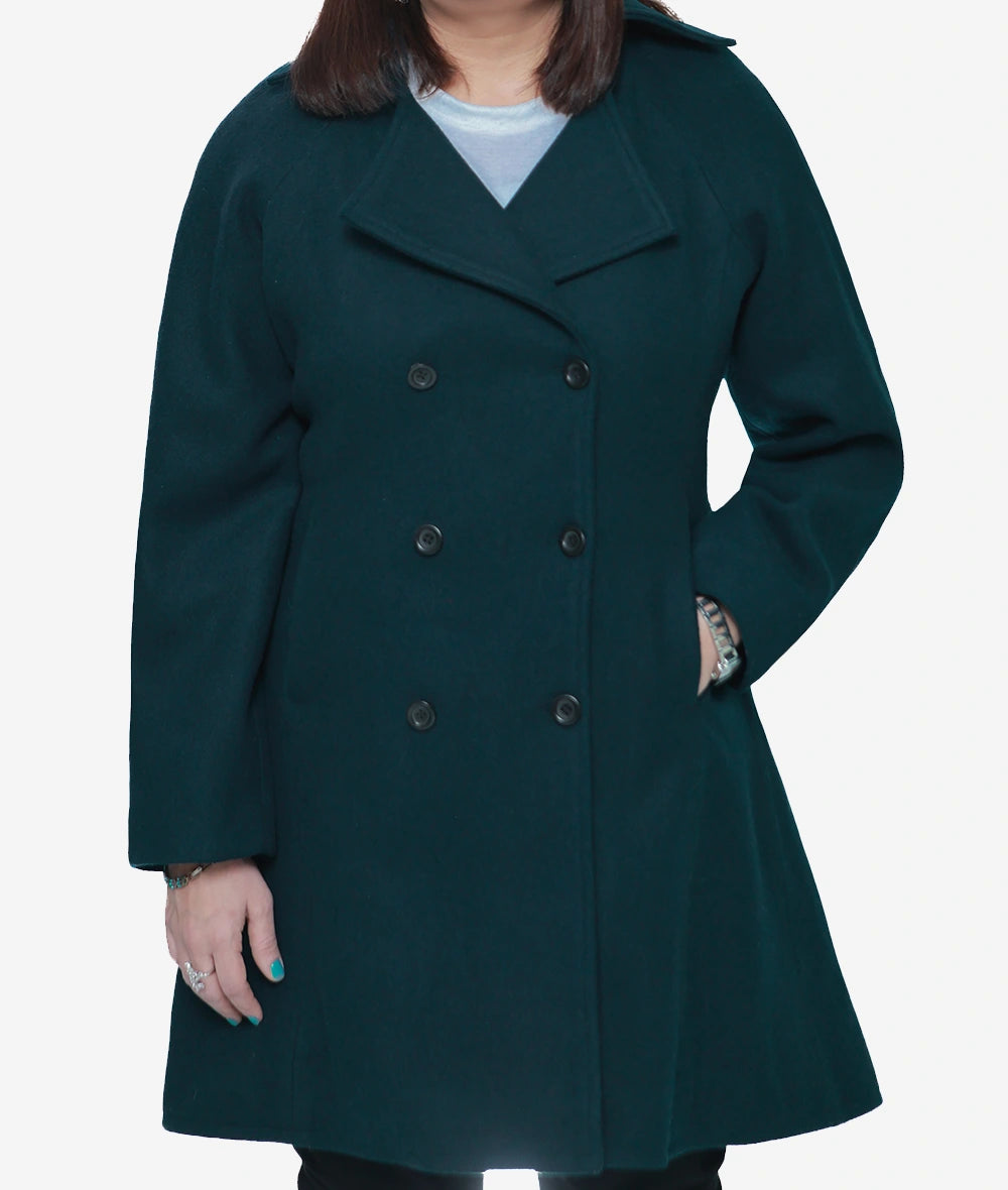 Ana Womens Forest Green Wool Coat