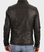 Men’s Black Biker Leather Jacket - Four Pockets