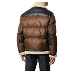 Front Full Zipped Puffer Leather Jacket For Mens