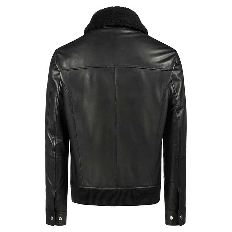 Bomber Fur Collar Real Leather Jacket