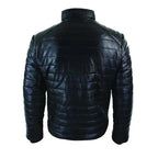 Mens Genuine Real Leather Puffer Black Jacket