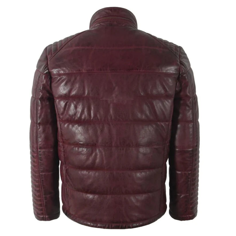 Mens Puffer Real Leather Jacket