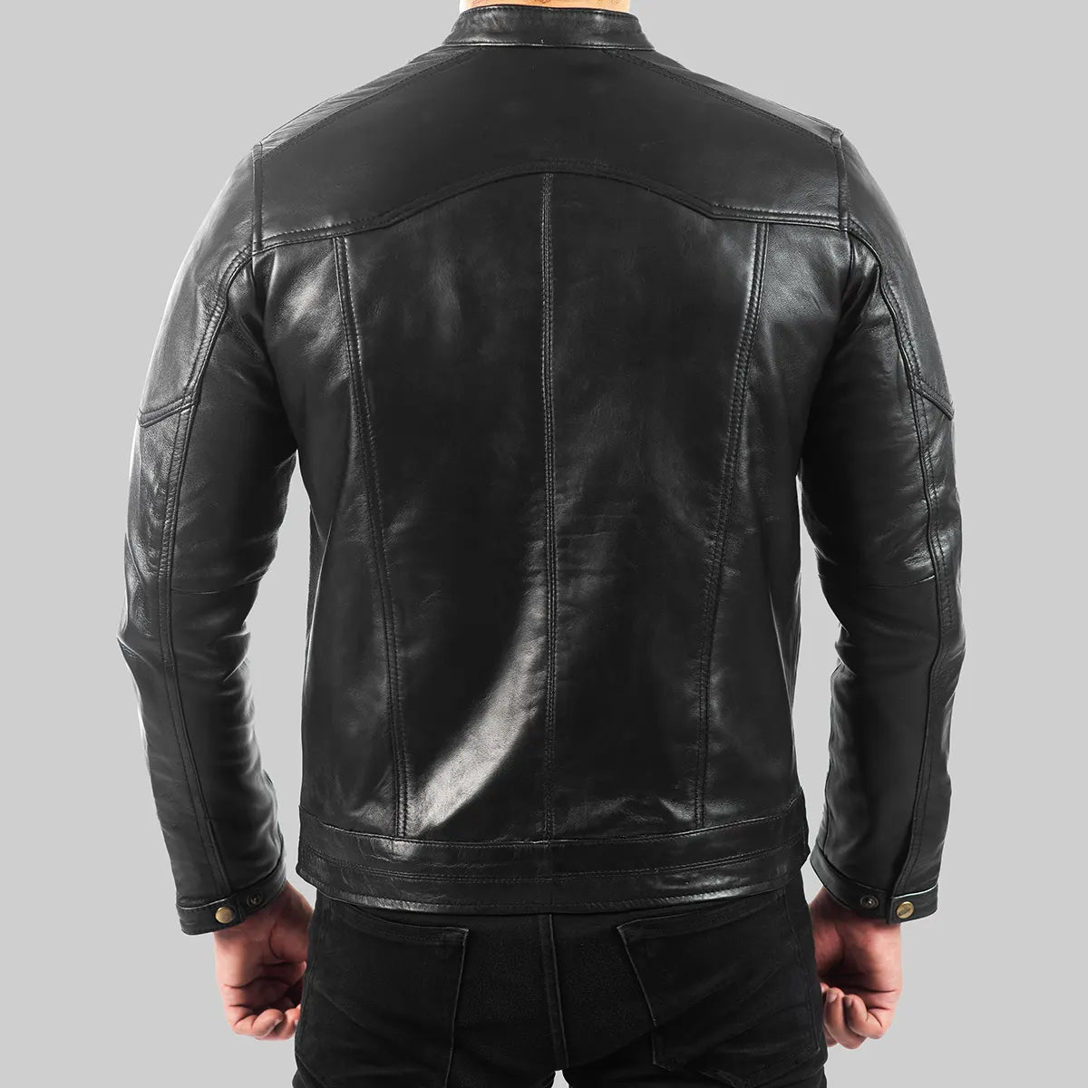 Mens Quilted Black Leather Biker Jacket