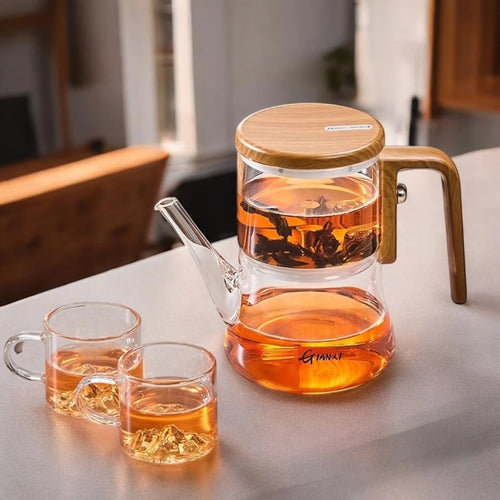 Gianixi glass teapot with wooden handle