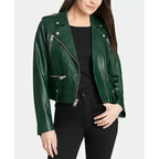 Green Cropped Biker Jacket