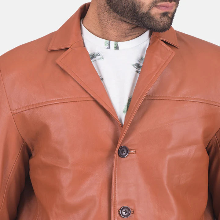 James Tan Brown Leather Blazer
