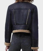 Womens Black Leather Shearling Jacket