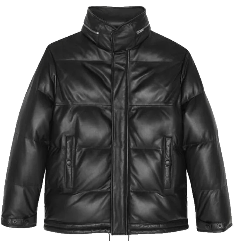 Mens Puffer Lambskin Leather Jacket