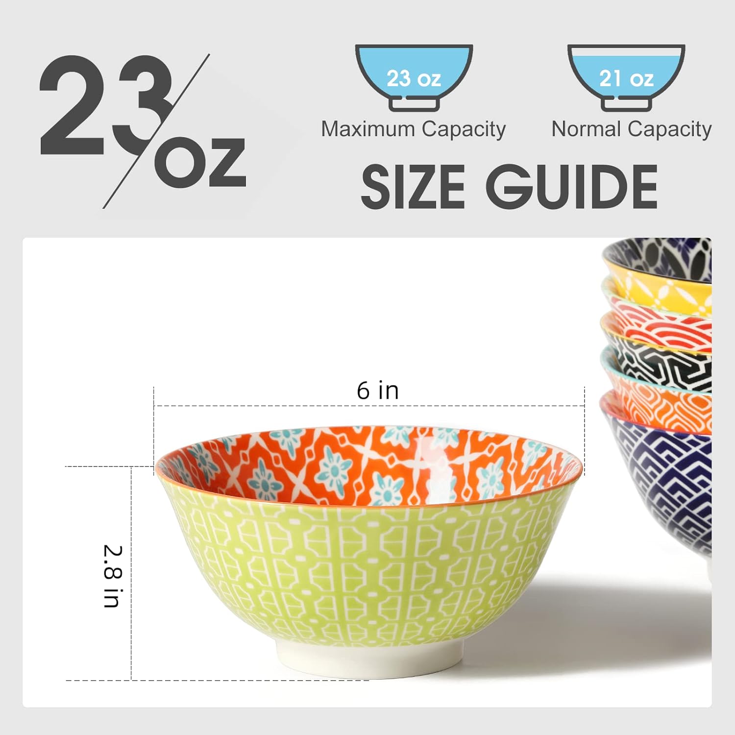 Large 23oz Ceramic Bowls for Ice Cream and Desserts
