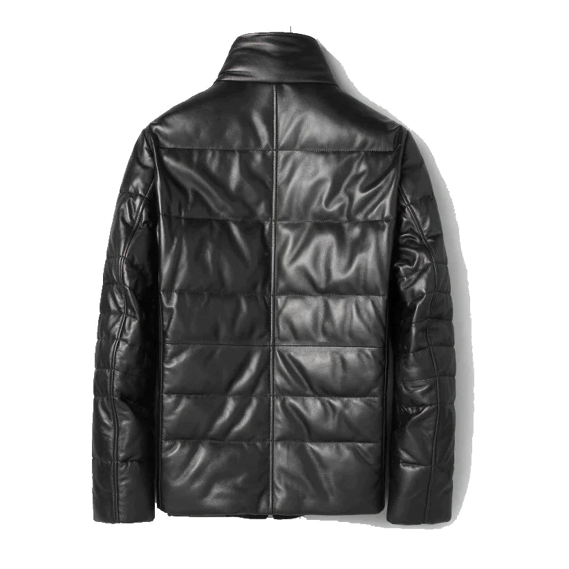 Leather Puffer Jacket for men