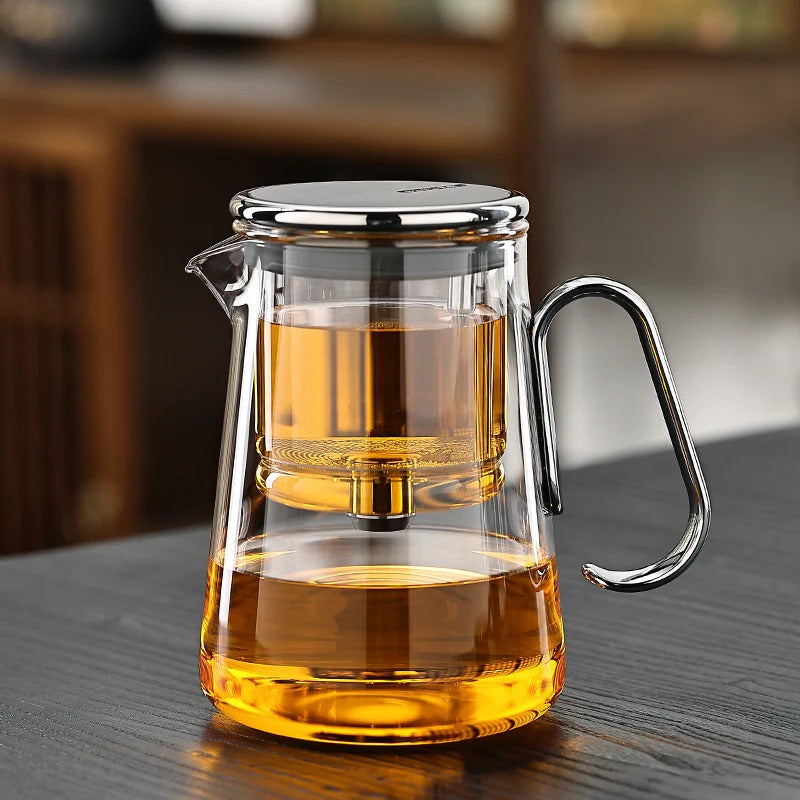 Magnetic filtration glass teapot with handle