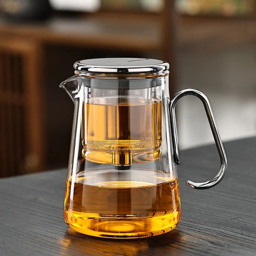 Magnetic filtration glass teapot with handle