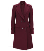 Womens Wool Coat Maroon Long Wrap Coat