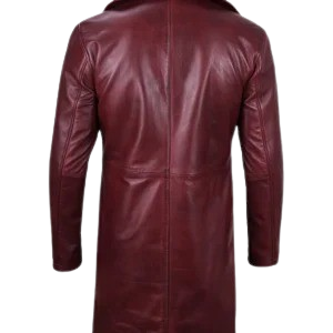 Mens Real Leather Maroon Car Coat