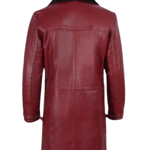 Men's Maroon Shearling Leather Fur Coat