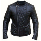 Men Biker Cross Zipper Leather Jacket