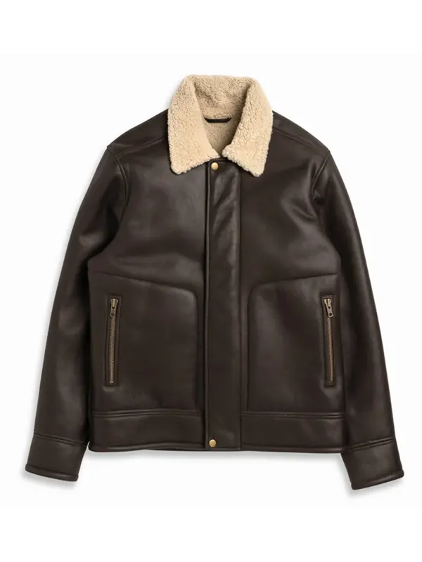 Men Brown Shearling Leather Jacket