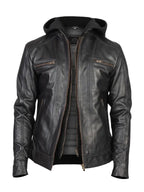 Men Black Leather Biker Jacket