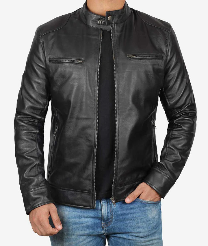 Mens Cafe Racer Jacket Black