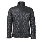 black leather winter Puffer Jacket