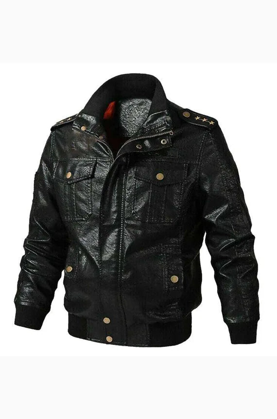 Mens Bomber Aviator Leather Jacket