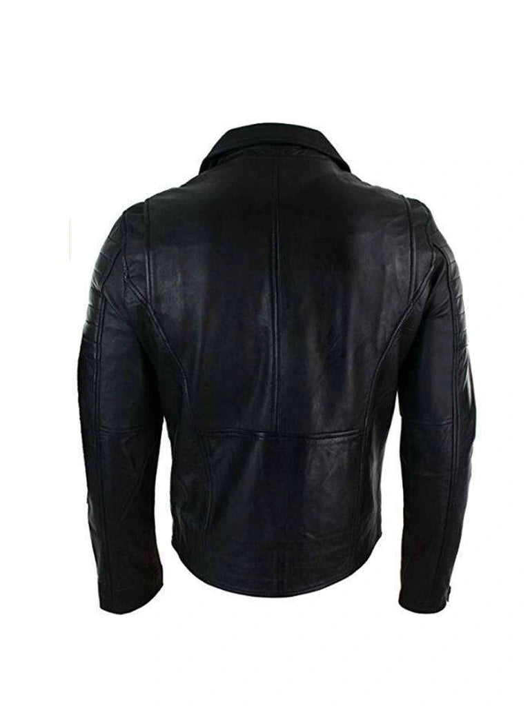 Mens Black Brando Biker Leather Jacket