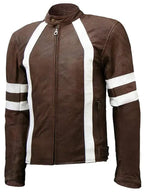 Mens Brown Cafe Racer Leather Jacket