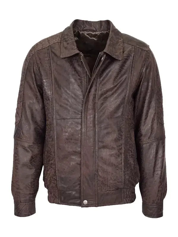 Mens Brown Nubuck Bomber Jacket