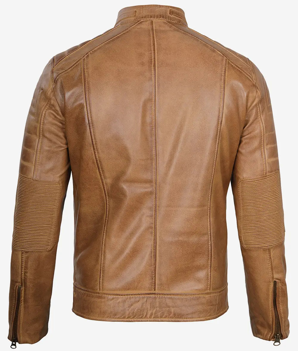 Mens Cafe Racer Brown Leather Jacket