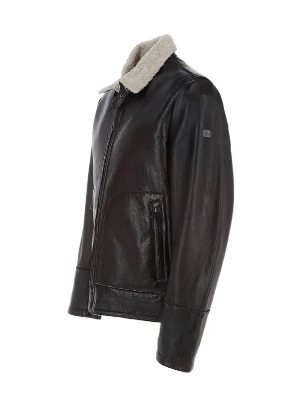 Mens Teddy Brown Leather Jacket