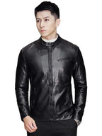 Mens Cafe Racer Black Leather Jacket