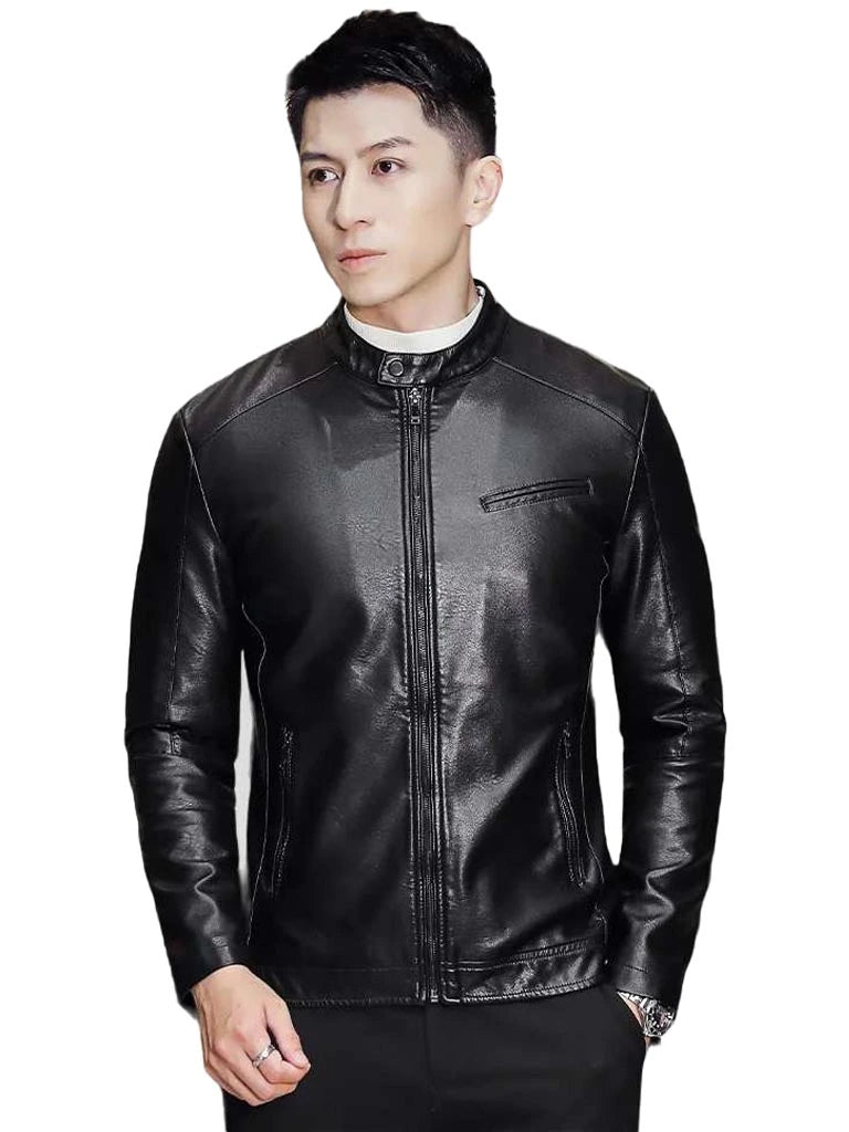 Mens Cafe Racer Black Leather Jacket