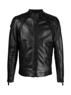 Mens Classic Biker Moto Leather Jacket